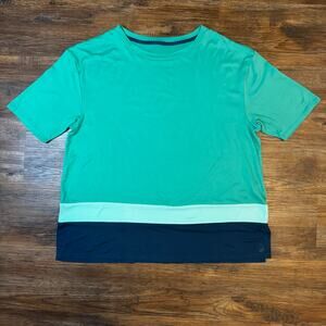 Cuddl Duds Women's Size L Knit Top Green Blue Short Sleeve Super Soft